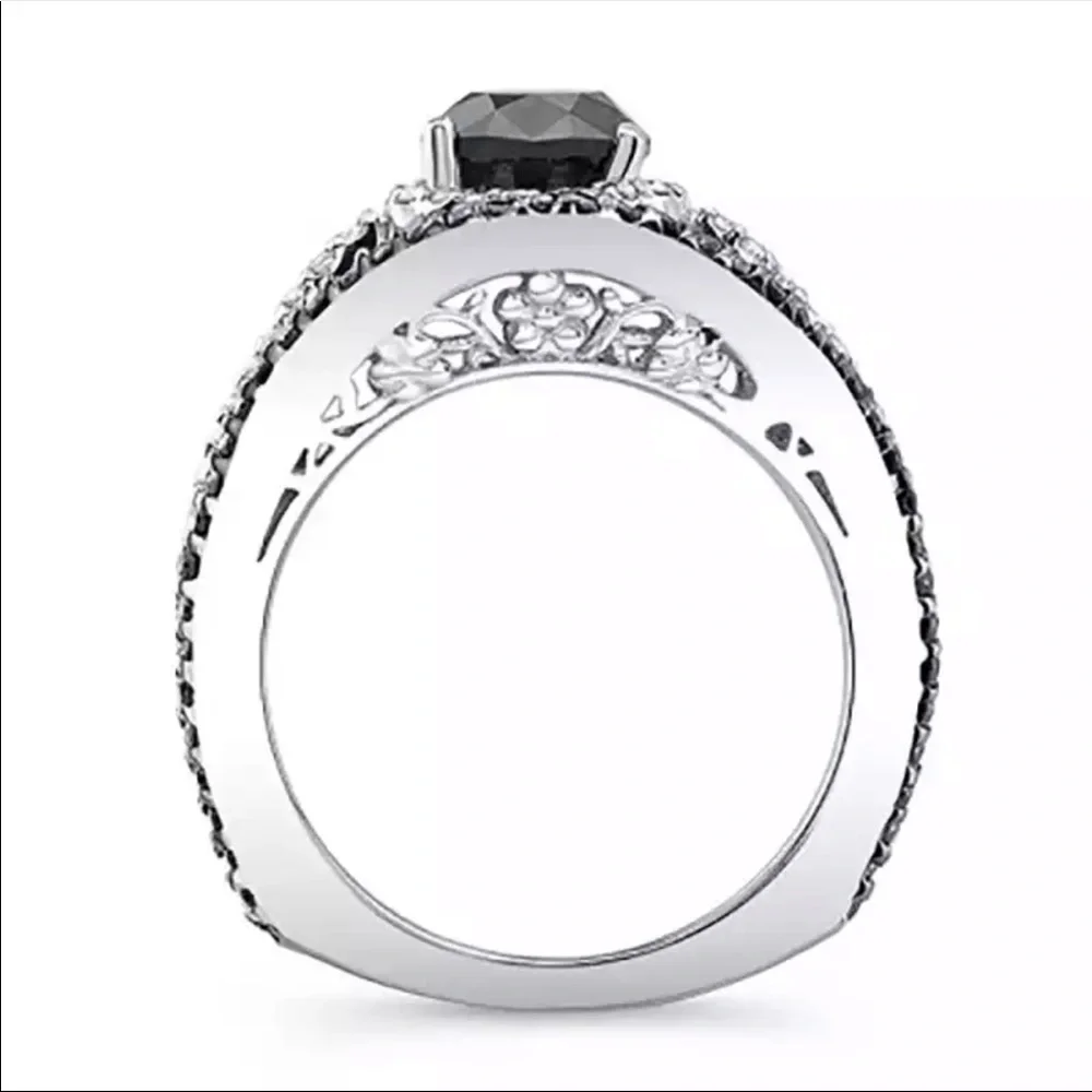 New 925 Silver Round luxury Sapphire Ring - Picture 2 of 4